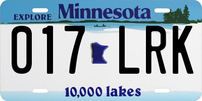 MN license plate 017LRK
