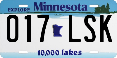 MN license plate 017LSK
