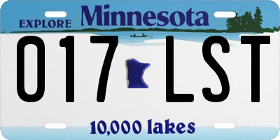 MN license plate 017LST