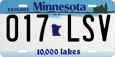 MN license plate 017LSV