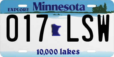 MN license plate 017LSW
