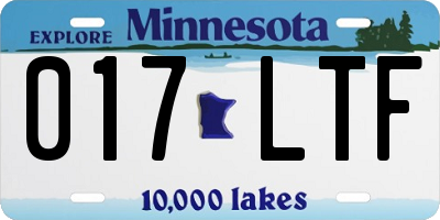 MN license plate 017LTF