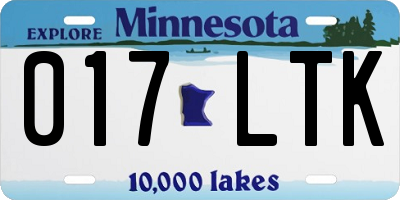MN license plate 017LTK