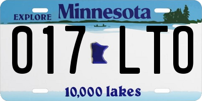 MN license plate 017LTO