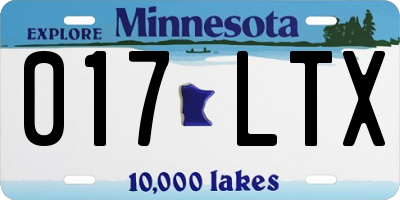 MN license plate 017LTX
