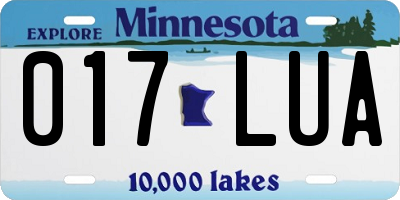 MN license plate 017LUA