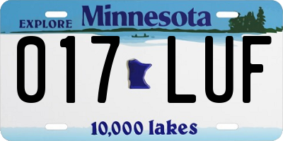 MN license plate 017LUF