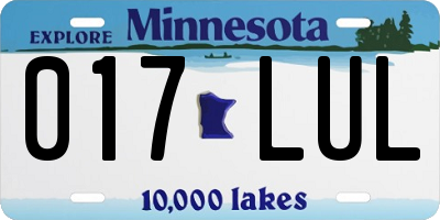 MN license plate 017LUL