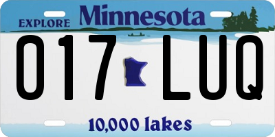 MN license plate 017LUQ
