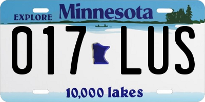 MN license plate 017LUS