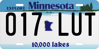 MN license plate 017LUT