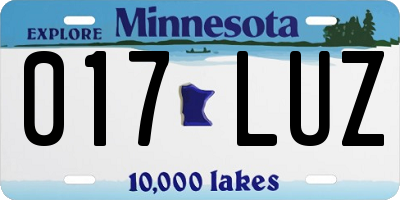 MN license plate 017LUZ