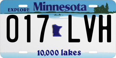 MN license plate 017LVH