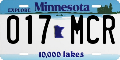 MN license plate 017MCR