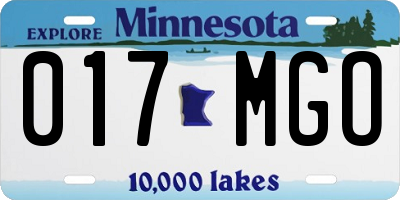 MN license plate 017MGO