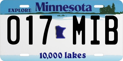 MN license plate 017MIB