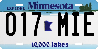 MN license plate 017MIE