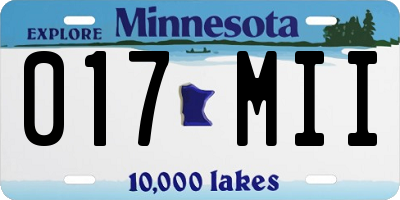 MN license plate 017MII