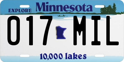 MN license plate 017MIL