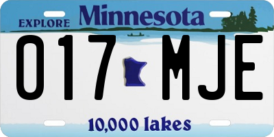 MN license plate 017MJE