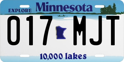 MN license plate 017MJT