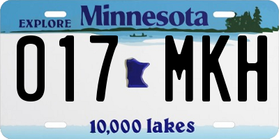 MN license plate 017MKH