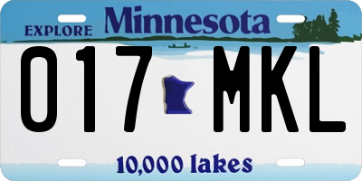 MN license plate 017MKL