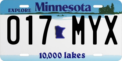 MN license plate 017MYX