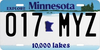 MN license plate 017MYZ