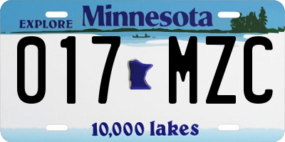 MN license plate 017MZC
