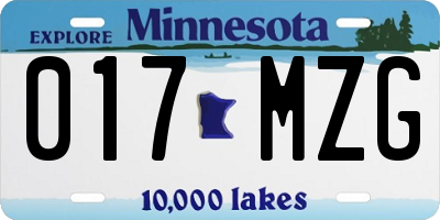 MN license plate 017MZG
