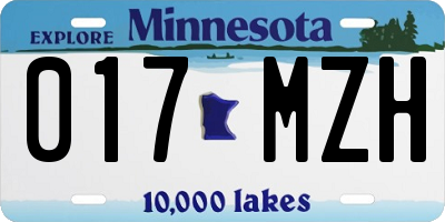 MN license plate 017MZH