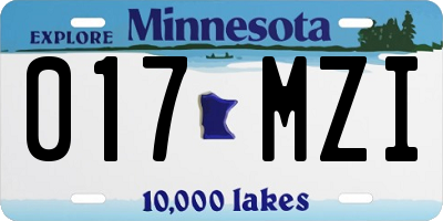MN license plate 017MZI