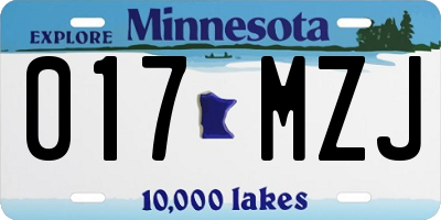 MN license plate 017MZJ