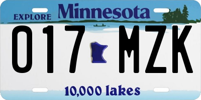 MN license plate 017MZK
