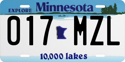 MN license plate 017MZL