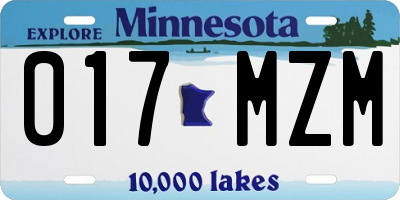 MN license plate 017MZM