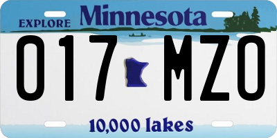 MN license plate 017MZO