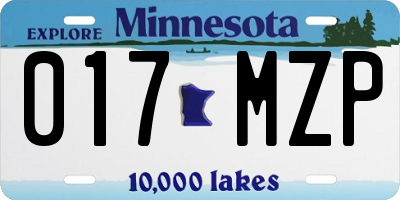 MN license plate 017MZP