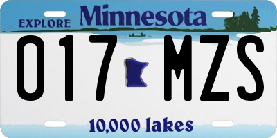 MN license plate 017MZS