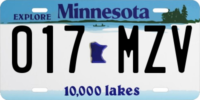 MN license plate 017MZV
