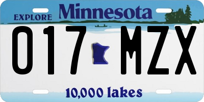 MN license plate 017MZX