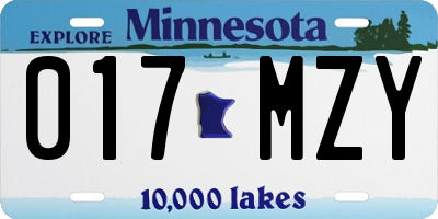 MN license plate 017MZY