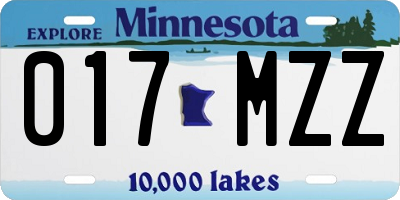 MN license plate 017MZZ