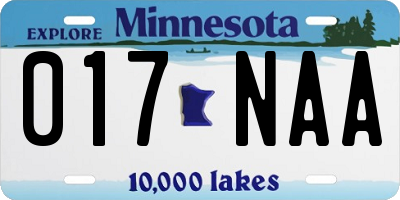 MN license plate 017NAA