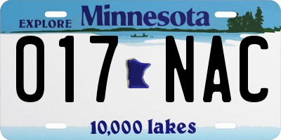 MN license plate 017NAC