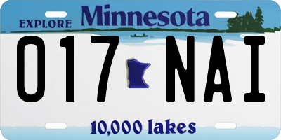 MN license plate 017NAI