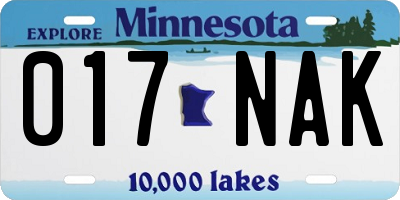 MN license plate 017NAK