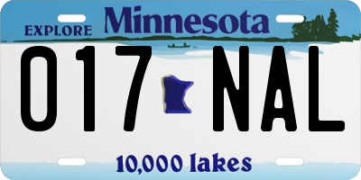 MN license plate 017NAL