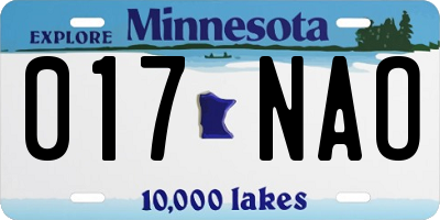 MN license plate 017NAO